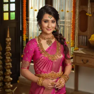 Radhika Pandit wearing Navavadhu bridal gold jewellery collection by Regal Jewellers