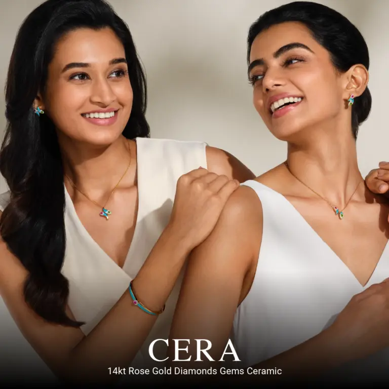 Cera 14kt rose gold diamond gemstone ceramic jewellery set