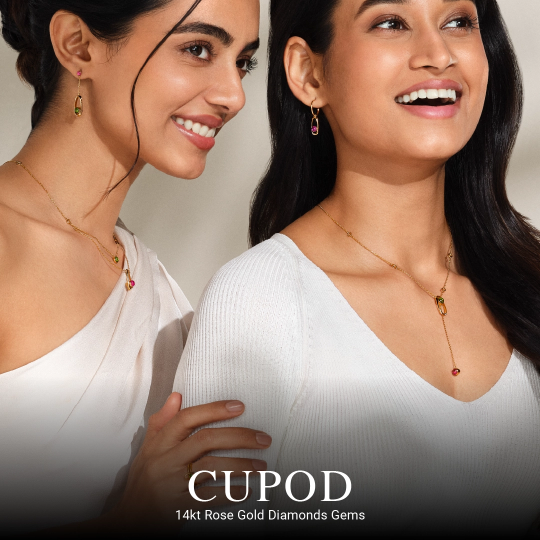 Cupod 14kt rose gold diamond gemstone necklace and earrings