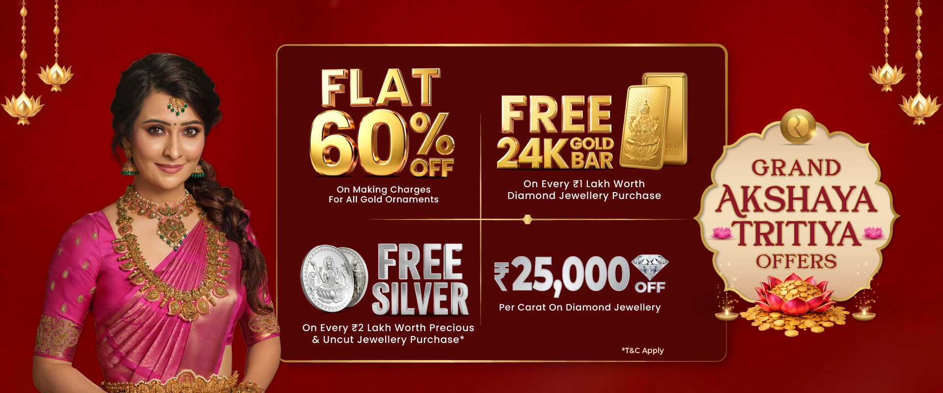 Regal Jewellers Akshaya Tritiya gold offers - 60 percent off on gold making charges & free gold bar offers*