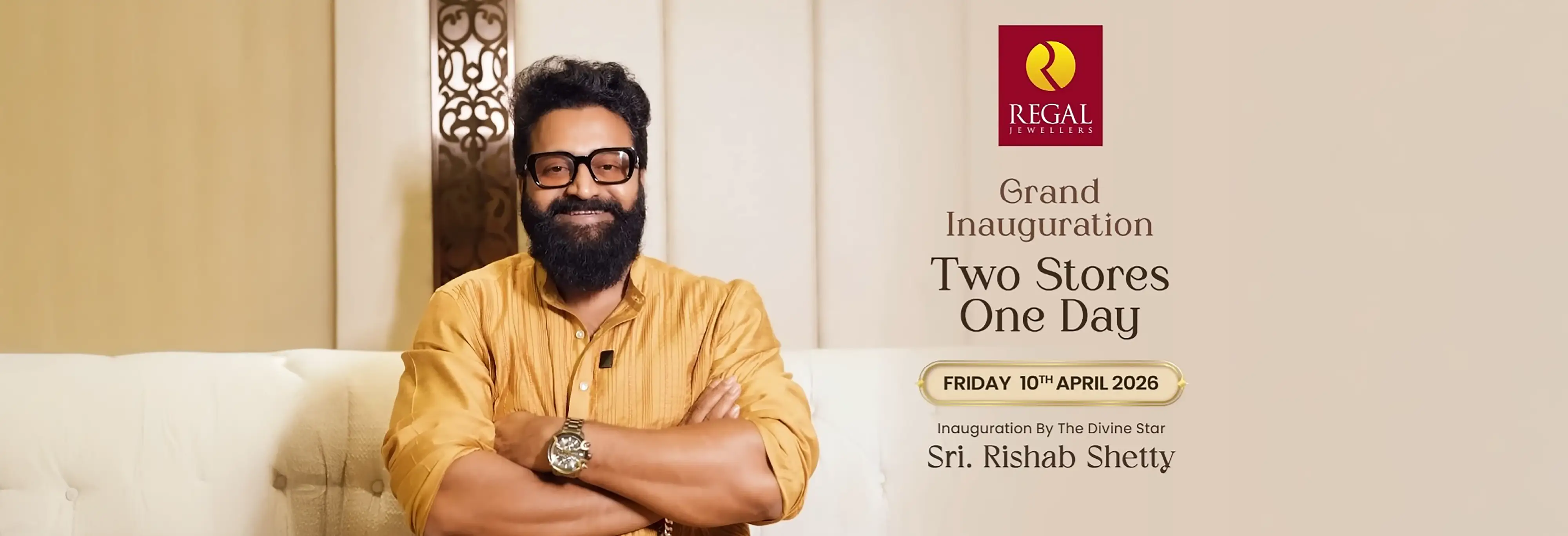 Rishab Shetty Regal Jewellers grand inauguration Bangalore April 10 Jayanagar HSR Layout