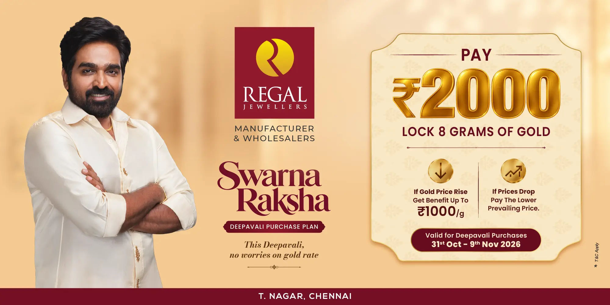 Deepavali gold price protection offer at Regal Jewellers T. Nagar Chennai with ₹2,000 advance booking