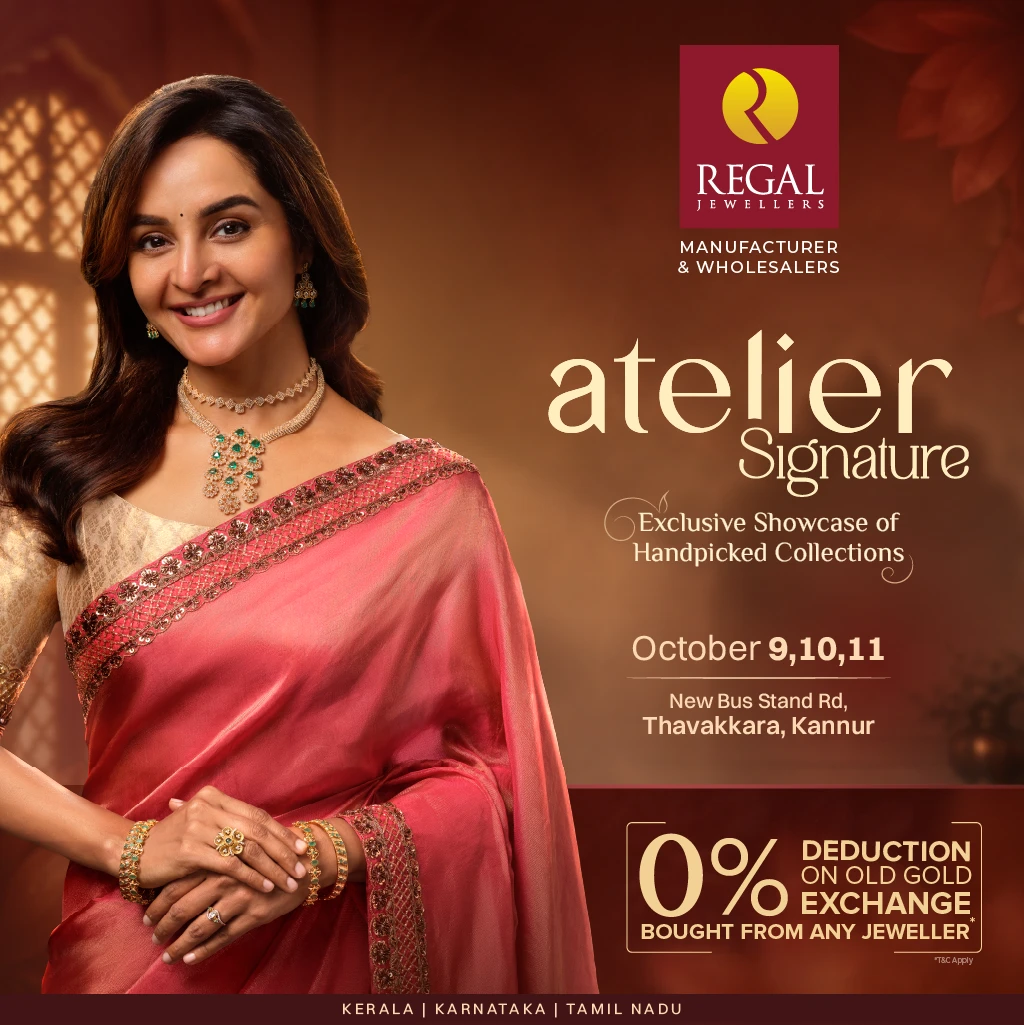 Atelier Signature Kannur jewellery showcase at Regal Jewellers from October 9 to 11, 2026.